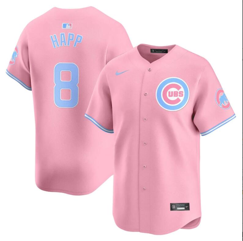 Men Chicago Cubs #8 Happ pink 2024 Nike MLB jersey->indianapolis colts->NFL Jersey